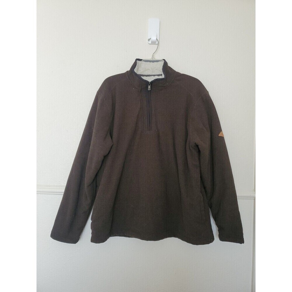 Orvis Quarter Zip Sherpa Lined‎ Pullover Sweater Brown Men’s Size XL